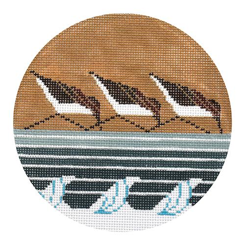 Sanderlings Ornament Painted Canvas Charley Harper  - 1