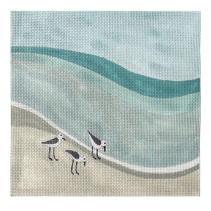 Sandpipers 9x9 TC Painted Canvas All About Stitching/The Collection Design 