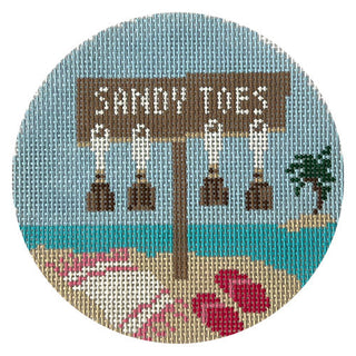 Sandy Toes Beach Round Painted Canvas Rachel Barri Designs 
