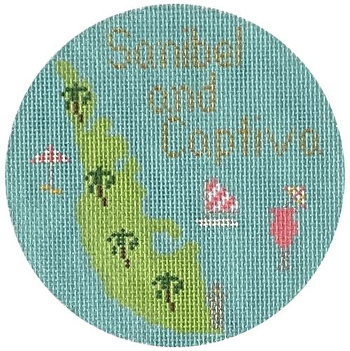 Sanibel & Captiva Islands Ornament Painted Canvas Silver Needle 
