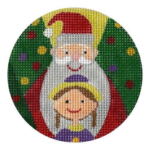 Santa and Girl Ornament Painted Canvas Love You More 