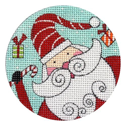 Santa and Packages Ornament Painted Canvas Alice Peterson Company 