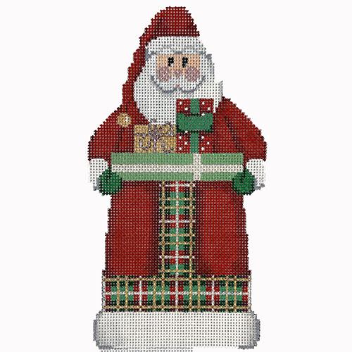 Santa Bearing Gifts   Packages in Plaid Painted Canvas Associated Talents  - 1