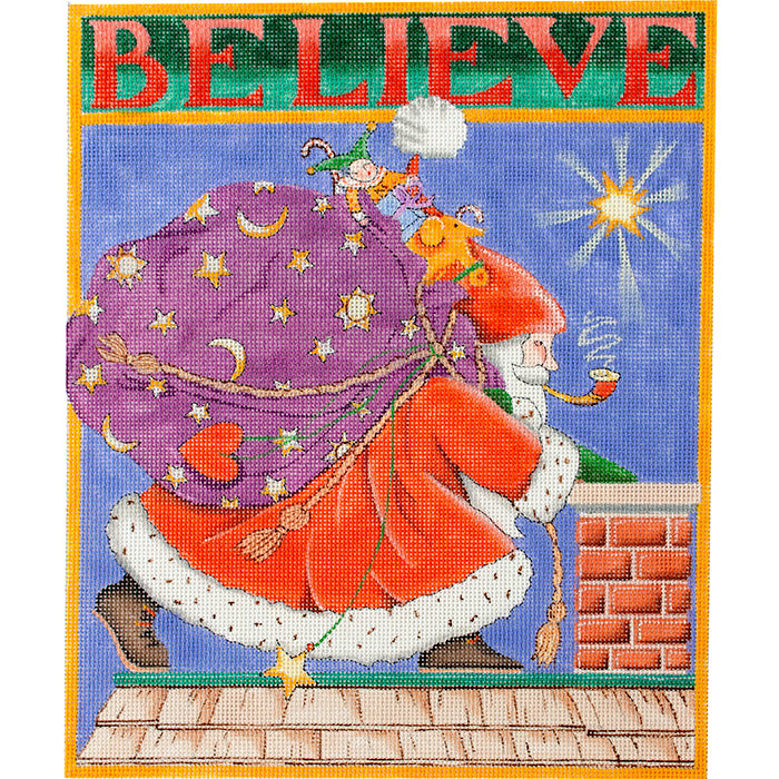 Santa: Believe Sign Painted Canvas Painted Pony Designs 