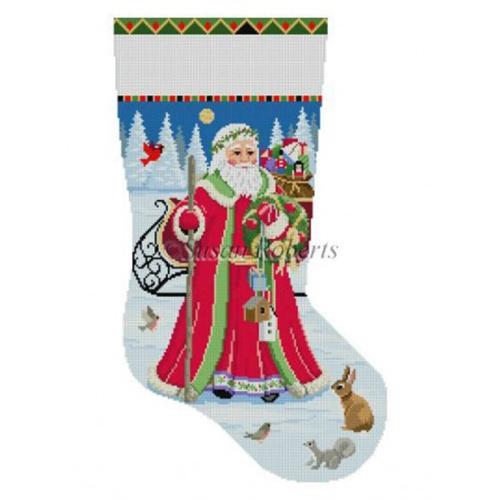 Santa Birdhouse Delivery Stocking Painted Canvas Susan Roberts Needlepoint Designs, Inc. 