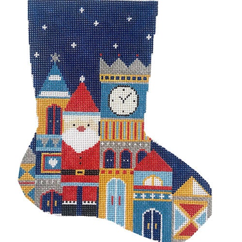 Santa Castle Small Stocking Painted Canvas Audrey Wu Designs 