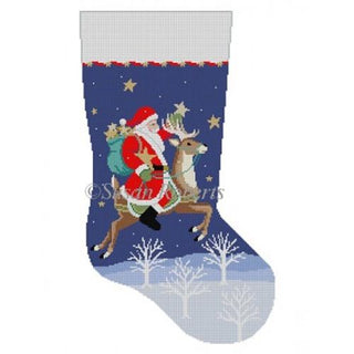 Santa Collecting Stars Stocking Painted Canvas Susan Roberts Needlepoint Designs Inc. 
