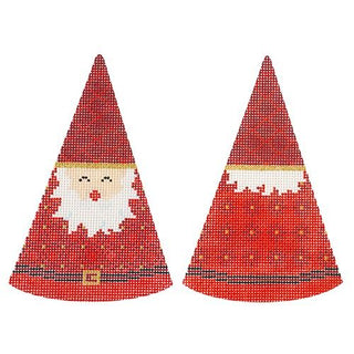 Santa Cones   Red Lattice Hat Painted Canvas Kirk & Bradley 
