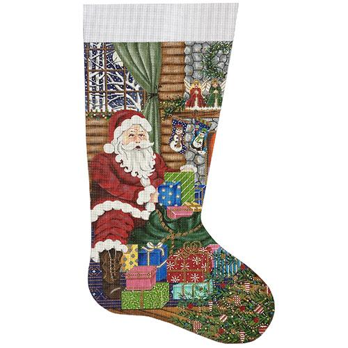 Santa Delivery Stocking Painted Canvas Alice Peterson Company 