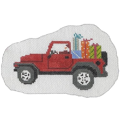 Santa Driving a Jeep Painted Canvas KCN Designers 