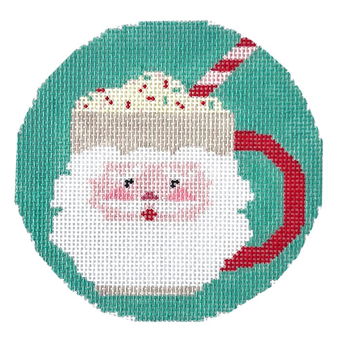 Santa Eggnog Mug Painted Canvas Wipstitch Needleworks  - 1