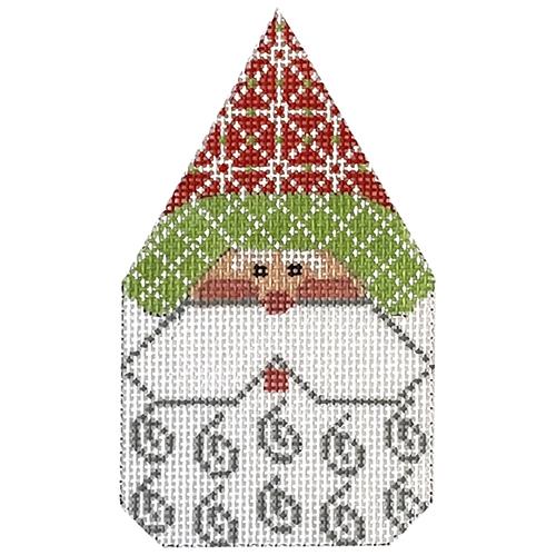 Santa Face #1 with Red Print Hat Painted Canvas Danji Designs  - 1