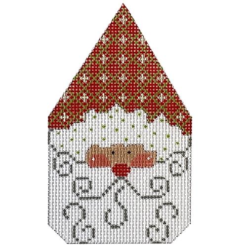 Santa Face #5 with Red Check Hat Painted Canvas Danji Designs  - 1