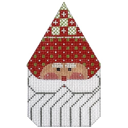 Santa Face #6 with Red Squares Hat Painted Canvas Danji Designs 