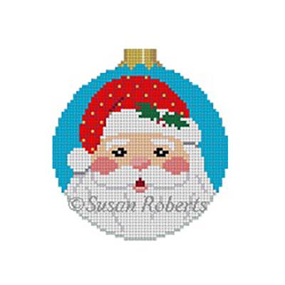 Santa Face Round Painted Canvas Susan Roberts Needlepoint Designs Inc. 