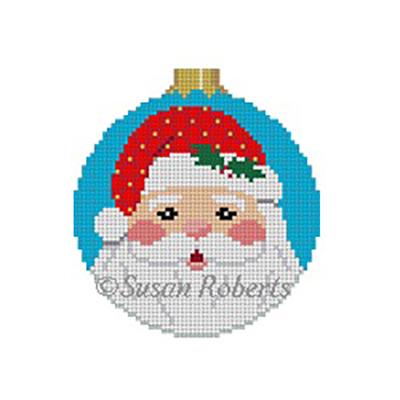 Santa Face Round Painted Canvas Susan Roberts Needlepoint Designs Inc. 
