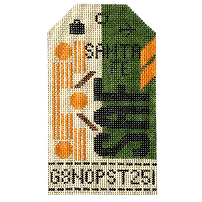 Santa Fe SAF Retro Travel Tag Painted Canvas Hedgehog Needlepoint  - 1