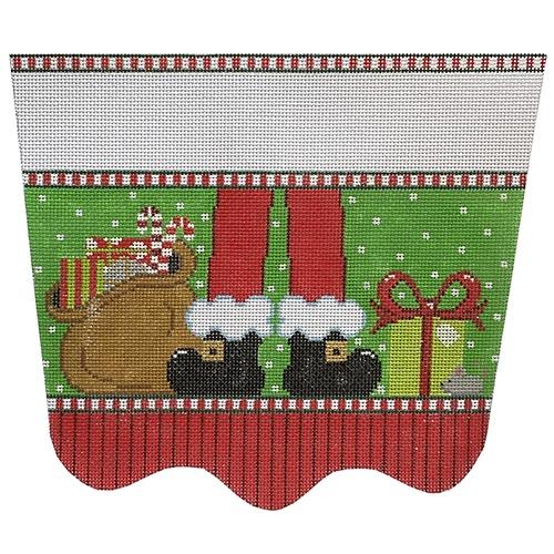 Santa Feet Stocking Topper Painted Canvas The Meredith Collection  - 1
