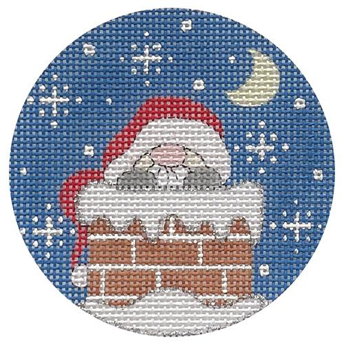 Santa in Chimney Painted Canvas Alice Peterson Company 