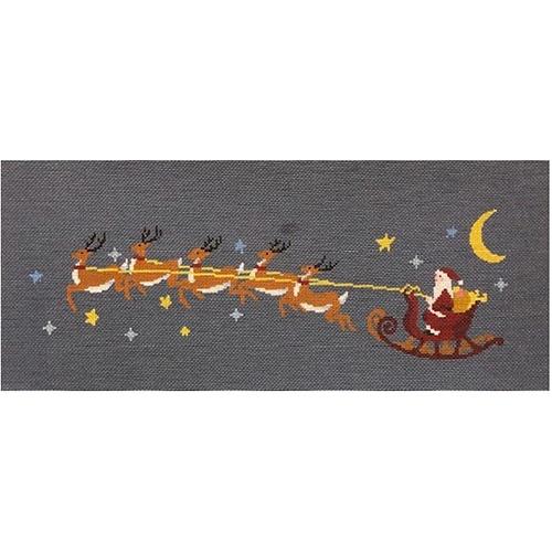 Santa In The Sky with Stitch Guide Painted Canvas A Stitch in Time 