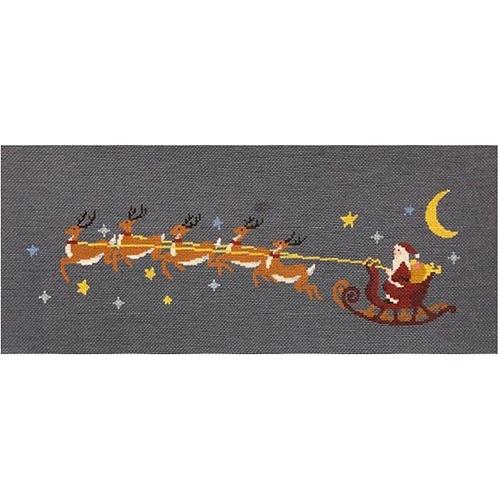 Santa In The Sky with Stitch Guide Painted Canvas A Stitch in Time  - 1