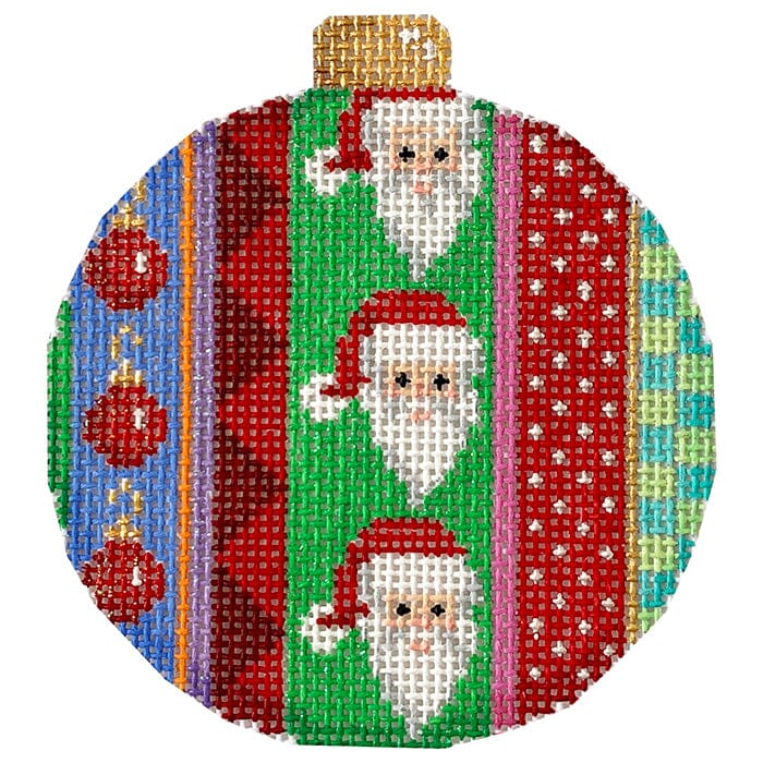 Santa Jolly Stripe Ball Ornament Painted Canvas Associated Talents 