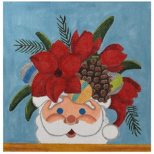 Santa Mug Floral Painted Canvas Raymond Crawford Designs 