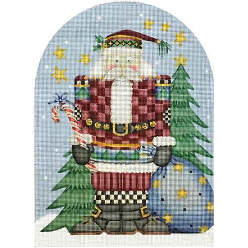 Santa Nutcracker with Green Trees Painted Canvas Melissa Shirley Designs 