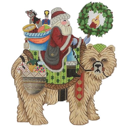 Santa on Grizzly Bear Painted Canvas Brenda Stofft Designs 