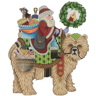 Santa on Grizzly Bear Painted Canvas Brenda Stofft Designs 
