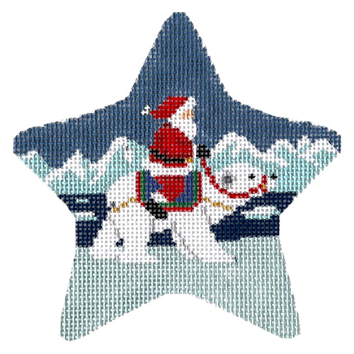 Santa on Polar Bear Star Painted Canvas Susan Roberts Needlepoint Designs Inc. 