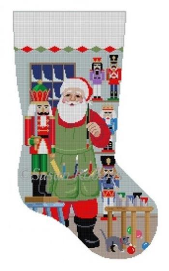 Santa Painting Nutcrackers Stocking Painted Canvas Susan Roberts Needlepoint Designs, Inc. 