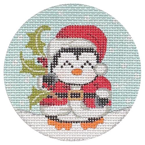 Santa Penguin Painted Canvas Alice Peterson Company  - 1
