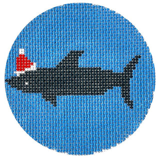 Santa Shark Ornament Painted Canvas Halcyon House Designs 
