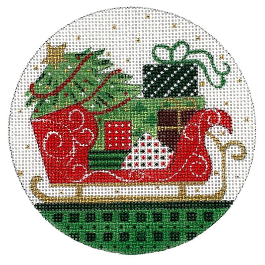 Santa Sleigh Painted Canvas Alice Peterson Company 