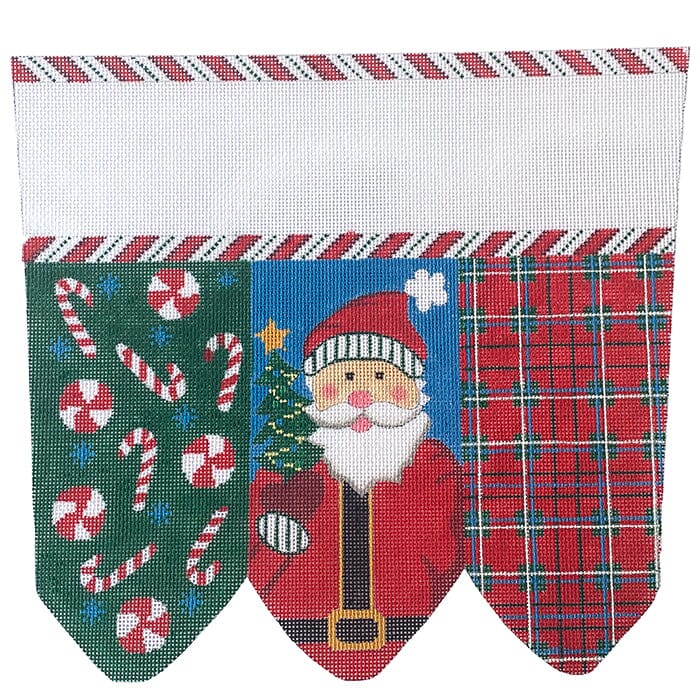 Santa Stocking Cuff Painted Canvas The Meredith Collection  - 1