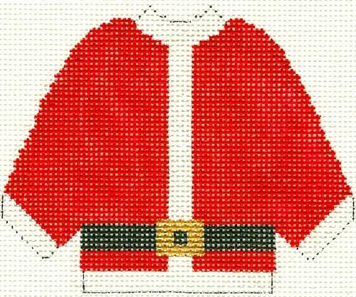 Santa Sweater Ornament Painted Canvas Silver Needle 
