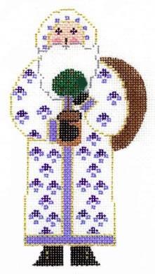 Santa / Topiary   White on 13 Painted Canvas Cooper Oaks Design  - 1