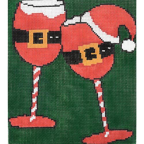 Santa Wine Glasses Painted Canvas Chris Lewis Distributing 