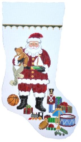 Santa with Boy Toys Stocking Painted Canvas Susan Roberts Needlepoint Designs, Inc. 