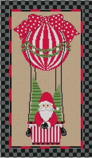 Santa with Hot Air Balloon with Stitch Guide Painted Canvas CBK Needlepoint Collections 