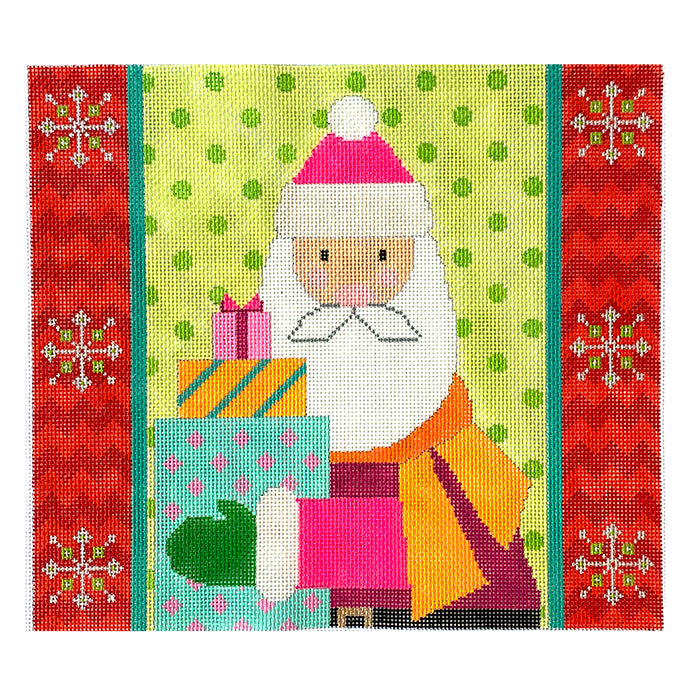 Santa with Packages Painted Canvas Eye Candy Needleart  - 1