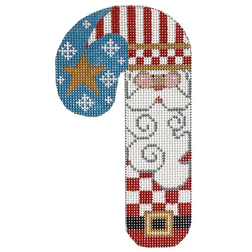 Santa with Star Candy Cane Painted Canvas Danji Designs  - 1
