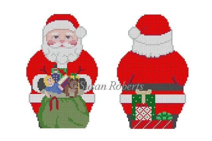 Santa with Toy Bag   2 Sided Painted Canvas Susan Roberts Needlepoint Designs Inc.  - 1
