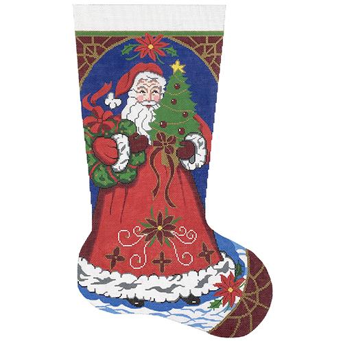 Santa with Wreath Painted Canvas Lee's Needle Art Inc. 
