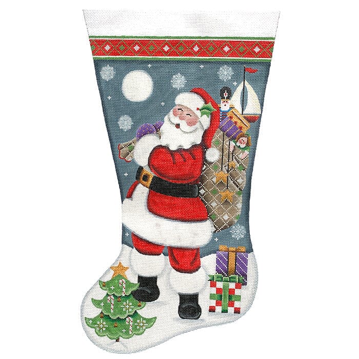 Santa's Bag of Toys Stocking TTL Painted Canvas Needlepoint.Com  - 1