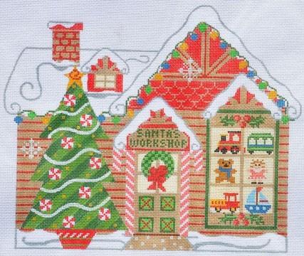 Santa's House Painted Canvas Danji Designs 