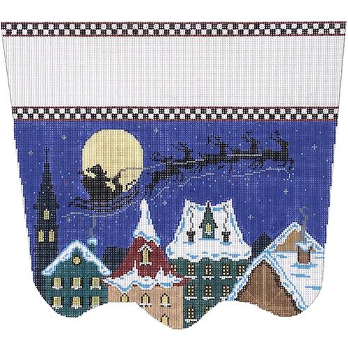 Santa's Midnight Ride Stocking Topper Painted Canvas The Meredith Collection 