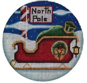 Santa's Sleigh Painted Canvas Rebecca Wood Designs 
