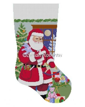 Santa's Toy Bag Stocking for Girls Painted Canvas Susan Roberts Needlepoint Designs Inc. 